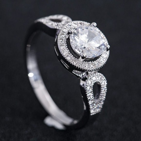 🌸Stylish Saudi Arabia White Gold Round Cut Ring for Women, MARR9360 - Picture 1 of 5